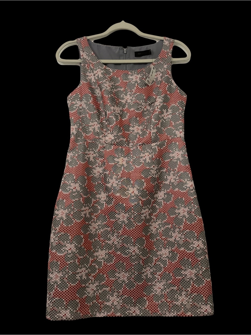 The Limited Coral and Gray Floral Jacquard Mini Dress